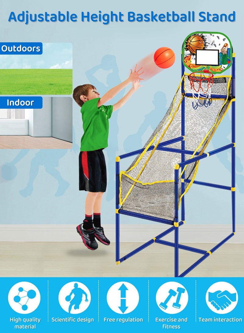 Moovant Basketball Game Set, with 1.25m Hoop, 2 Balls and 1 Air Pump, Basketball Game Training System for Children, Indoor Outdoor Arcade Sports Toys for Parent-Child Interaction, 35*68*125 cm  - Image 4