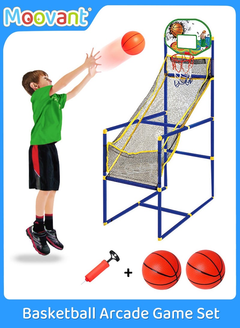 Moovant Basketball Game Set, with 1.25m Hoop, 2 Balls and 1 Air Pump, Basketball Game Training System for Children, Indoor Outdoor Arcade Sports Toys for Parent-Child Interaction, 35*68*125 cm  - Image 1