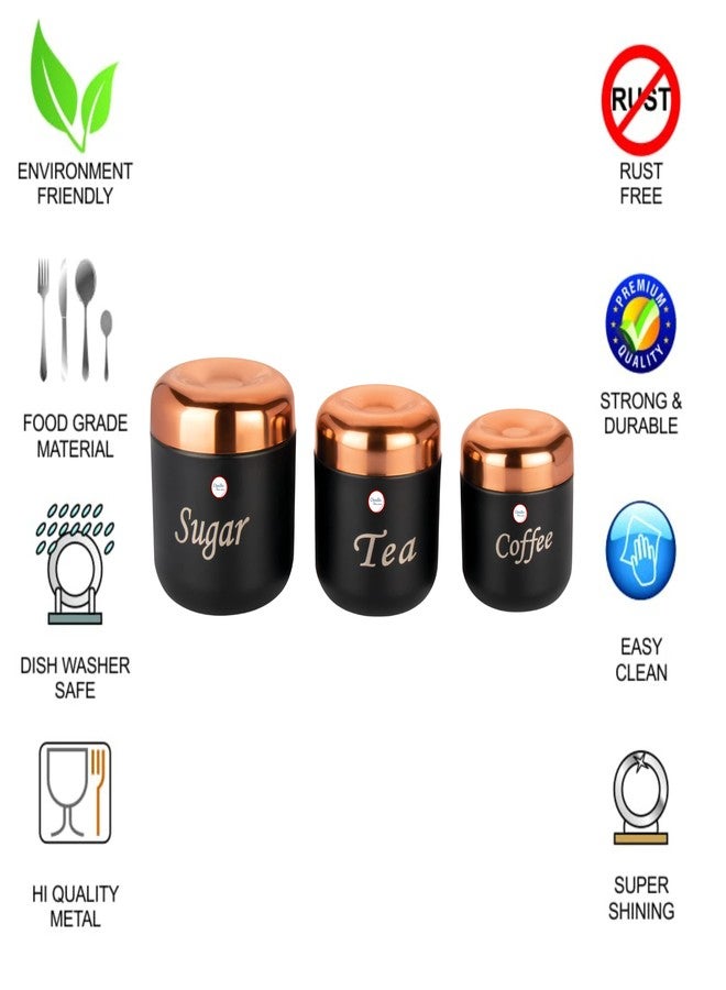 Opullo Mother's Choice Black Apple Shape Stainless Steel Tea Coffee Sugar Containers Set of 3 (350 Gms, 500 Gms, 750 Gms) - Airtight, Rust Free, BPA Free - Image 5