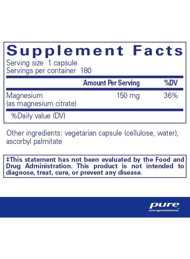 Pure Encapsulations Magnesium (Citrate) - 180 Capsules - Image 2
