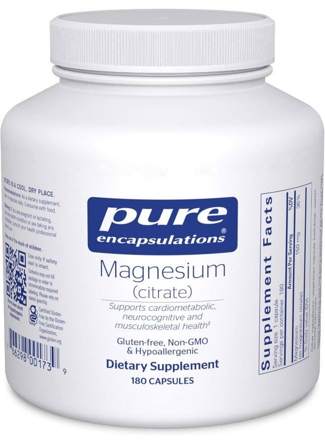 Pure Encapsulations Magnesium (Citrate) - 180 Capsules - Image 1
