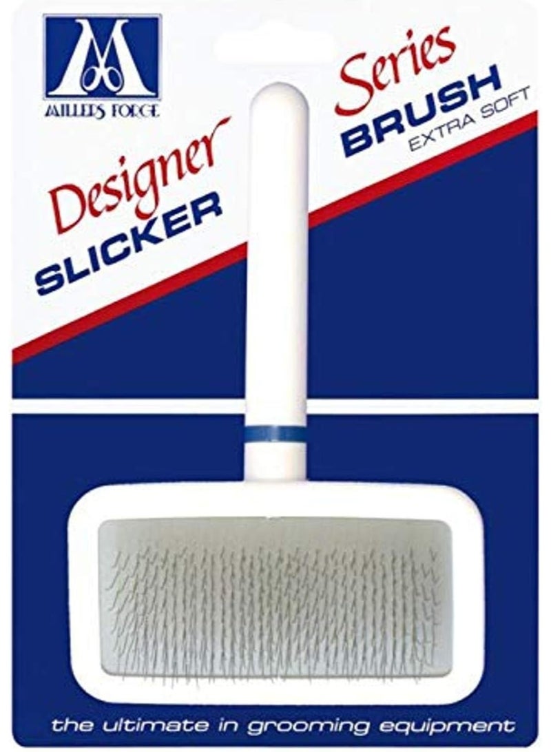 Millers Forge Stainless Steel Pins Designer Series Soft Slicker Pet Grooming Brush, Large,beige