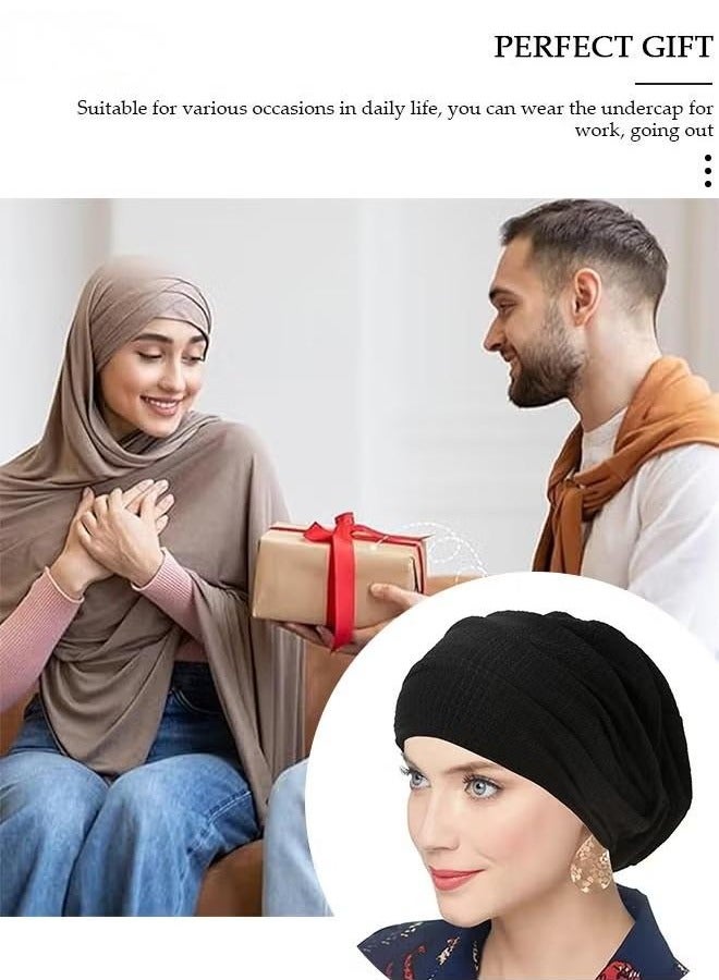 Women Under Scarf Hijab Cap Beanie Hat Headband Islamic Hijab Hat Turban Muslim Inner Hijab Scarf Bottom Cap Soft Knit Cap Tube Cap for Women Girls - Image 4