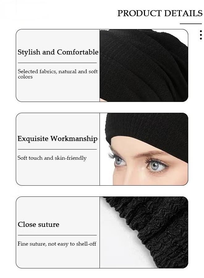 Women Under Scarf Hijab Cap Beanie Hat Headband Islamic Hijab Hat Turban Muslim Inner Hijab Scarf Bottom Cap Soft Knit Cap Tube Cap for Women Girls - Image 2