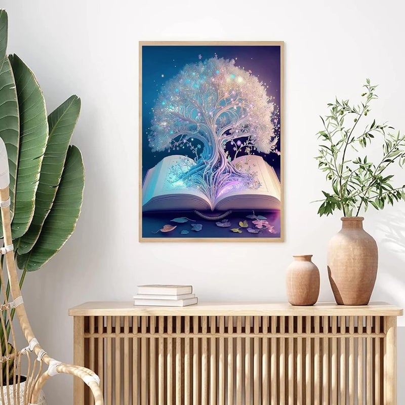 ROKTRY Tree Diamond Painting Book Kits for Adults Diamond Art White Tree of Life Diamond Painting Full Drill Crystal Rhinestone Embroidery Craft Kits for Home Wall Decor Gifts White Tree - Image 2