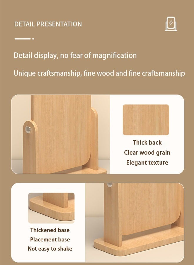Wooden Frame Desktop Makeup Mirror 360° Rotating Square Mirror Hd Drop-Resistant Mirror Accessories Suitable For Outdoor Home Office Bathroom 22 x 17cm  - Image 4