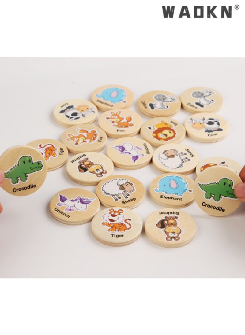 WAOKN Memory Matching Game for Kids, Wooden Animal Memory Cards, Early Education Toy to Enhance Cognitive Skills and Focus, Fun and Educational Activity for Developing Memory and Attention  - Image 4