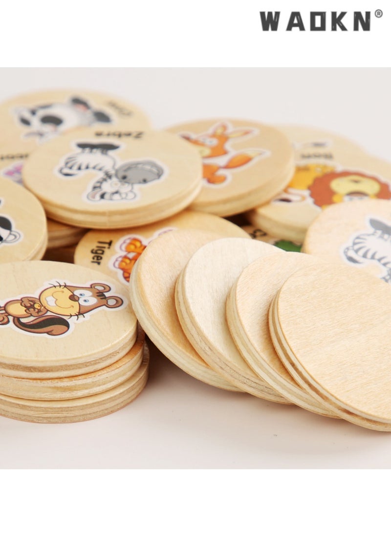 Memory Matching Game for Kids, Wooden Animal Memory Cards, Early Education Toy to Enhance Cognitive Skills and Focus, Fun and Educational Activity for Developing Memory and Attention