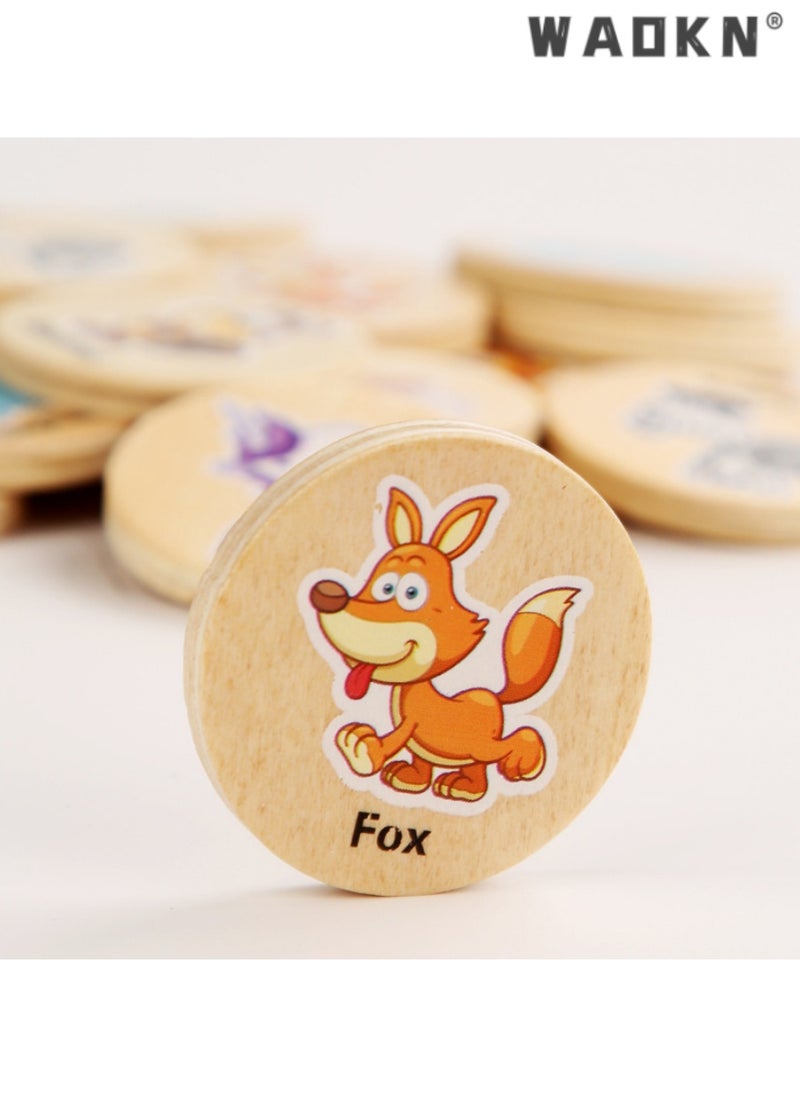 WAOKN Memory Matching Game for Kids, Wooden Animal Memory Cards, Early Education Toy to Enhance Cognitive Skills and Focus, Fun and Educational Activity for Developing Memory and Attention  - Image 5