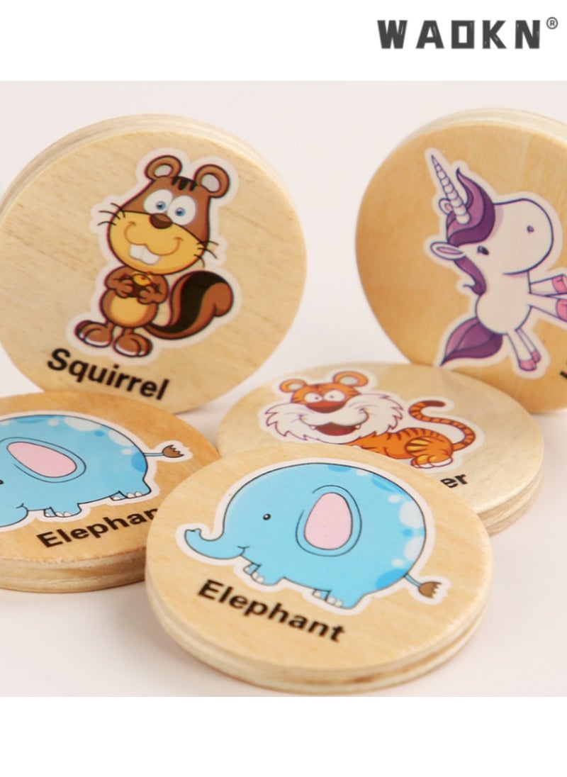 Memory Matching Game for Kids, Wooden Animal Memory Cards, Early Education Toy to Enhance Cognitive Skills and Focus, Fun and Educational Activity for Developing Memory and Attention