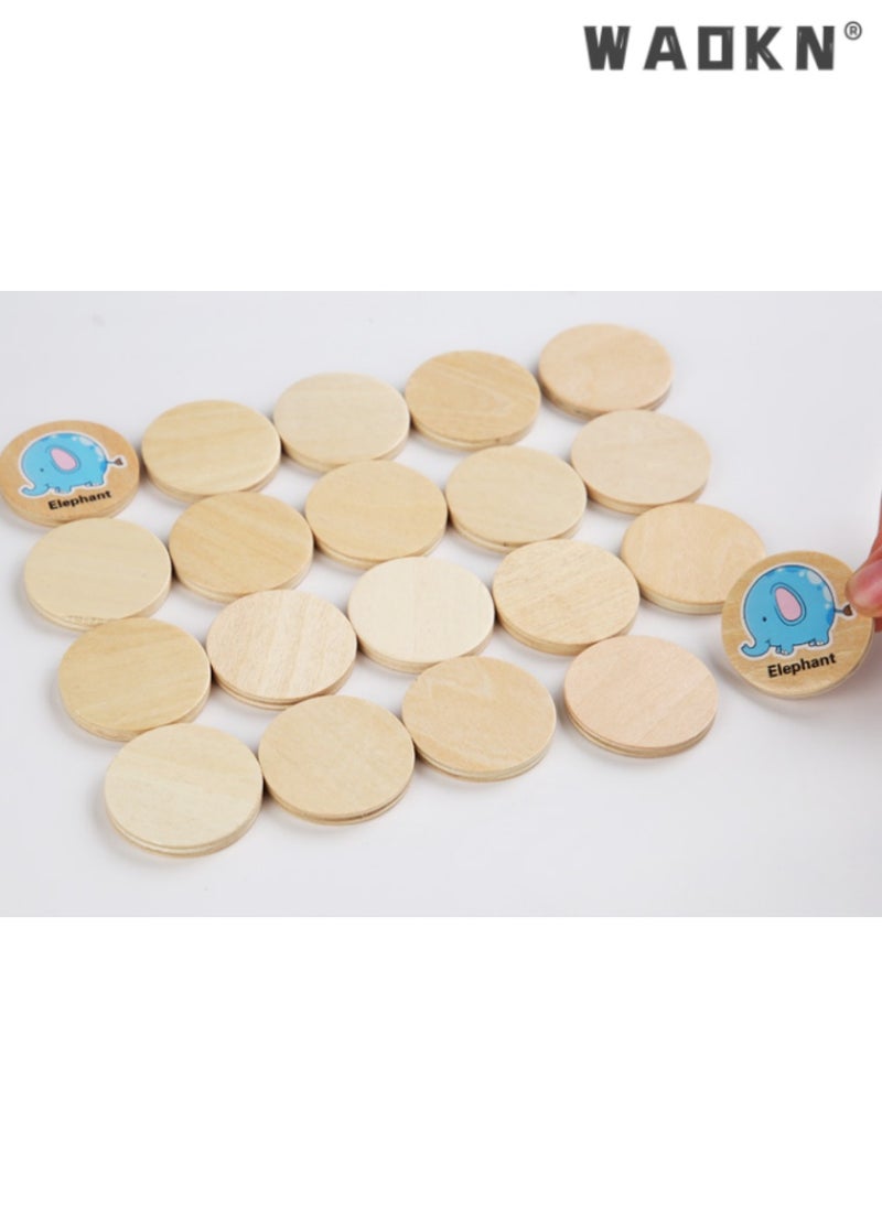 WAOKN Memory Matching Game for Kids, Wooden Animal Memory Cards, Early Education Toy to Enhance Cognitive Skills and Focus, Fun and Educational Activity for Developing Memory and Attention  - Image 3
