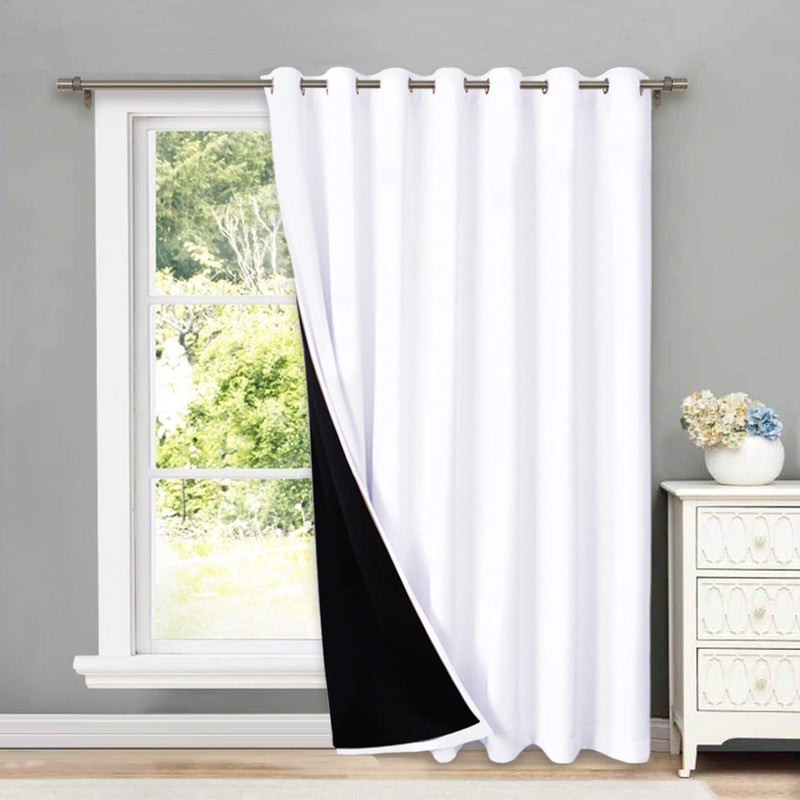 NICETOWN NICETOWN Full Shading Curtains for Patio Door Super HeavyDuty Thermal Backing Sliding Glass Door Drape Privacy Assured Window Treatment1 Panel 100 inches W x 84 inches L Pure White
