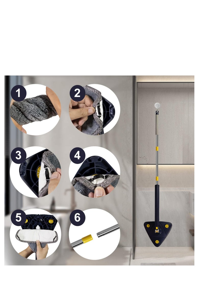 ممسحة تنظيف أوتوماتيكية تعمل بالضغط المائي من الألياف الدقيقة تدور 360 درجة - ممسحة دوارة بمقبض تلسكوبي - Image 2