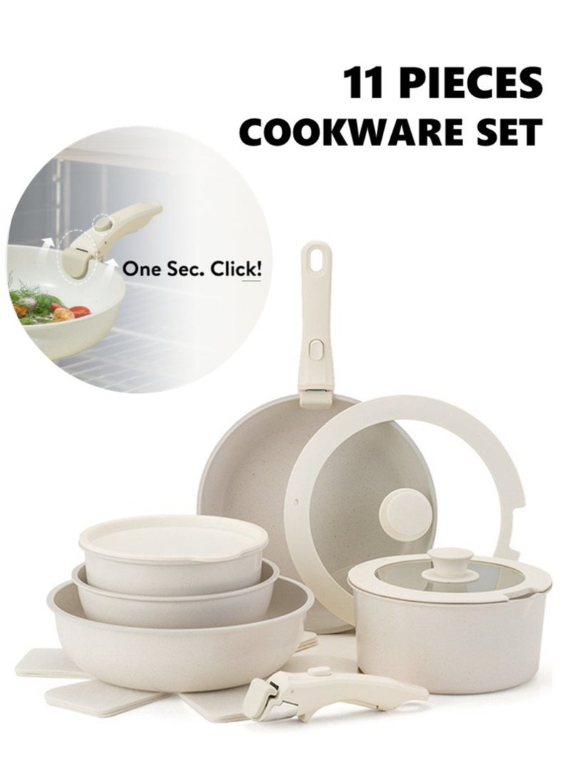Nonstick Cookware Sets, Detachable Non Stick Pots and Pans Set, Cooking Sets, Medical Stone Non Stick Cookware, Suitable for All Stoves, Dishwasher/Oven Safe - Image 1