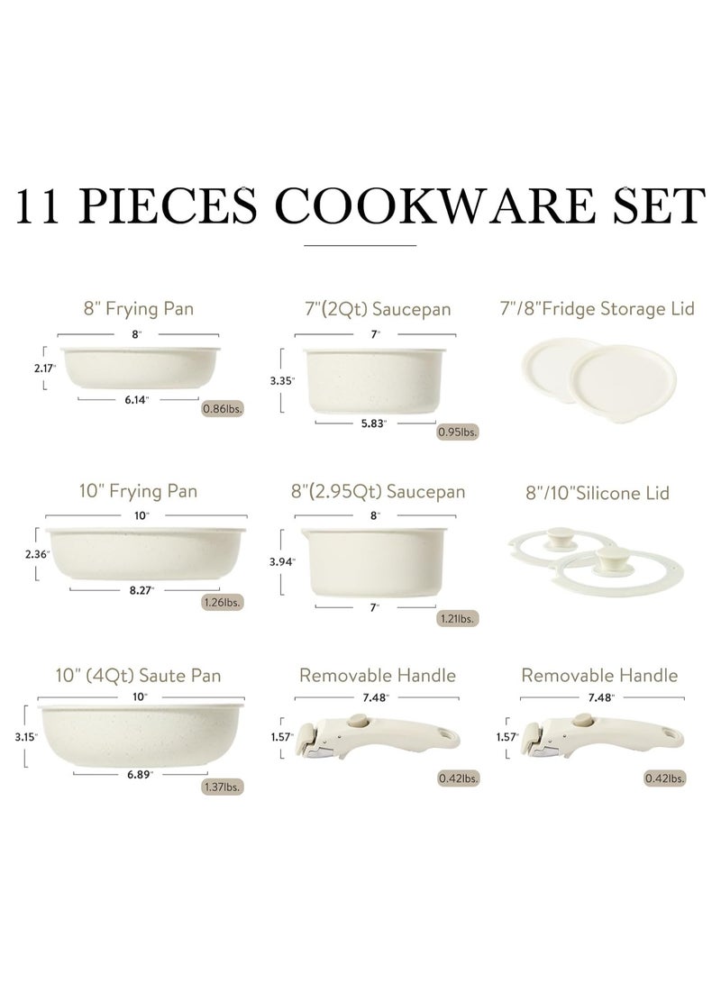 Nonstick Cookware Sets, Detachable Non Stick Pots and Pans Set, Cooking Sets, Medical Stone Non Stick Cookware, Suitable for All Stoves, Dishwasher/Oven Safe  - Image 2