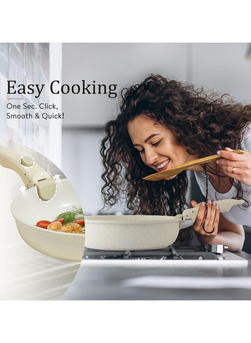 Nonstick Cookware Sets, Detachable Non Stick Pots and Pans Set, Cooking Sets, Medical Stone Non Stick Cookware, Suitable for All Stoves, Dishwasher/Oven Safe  - Image 3
