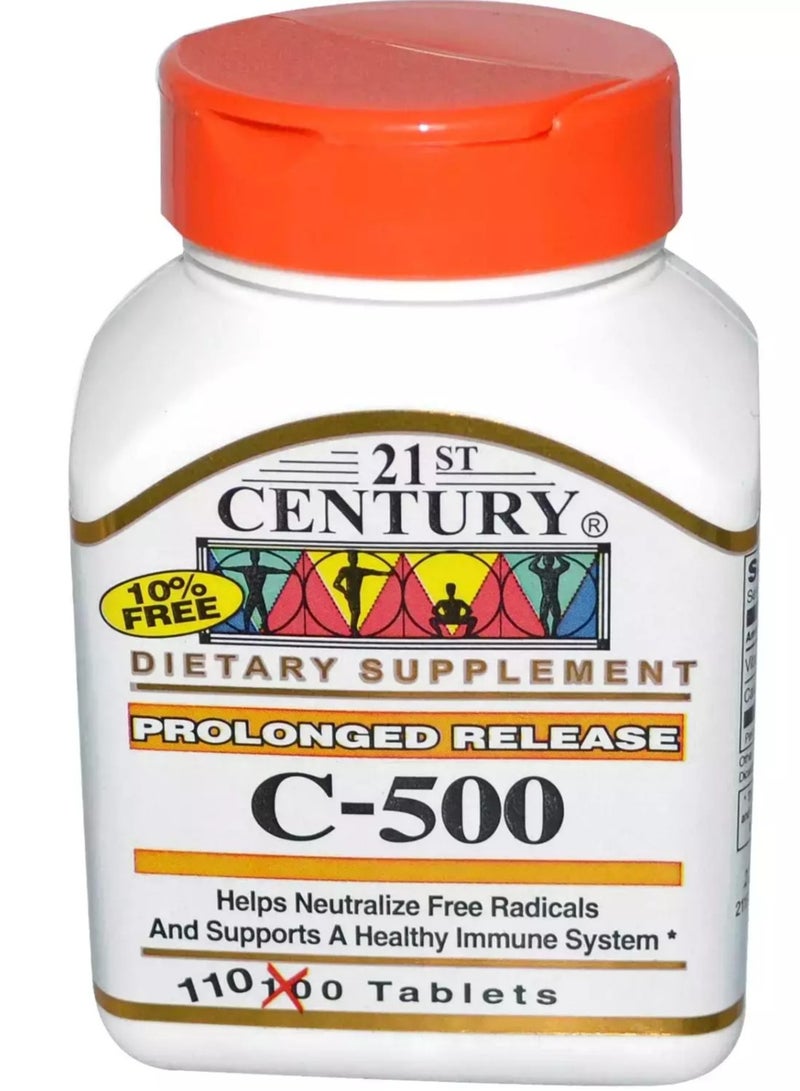 21st Century, Vitamin C, Prolonged Release, 500 mg, 110 Tablets - Image 1