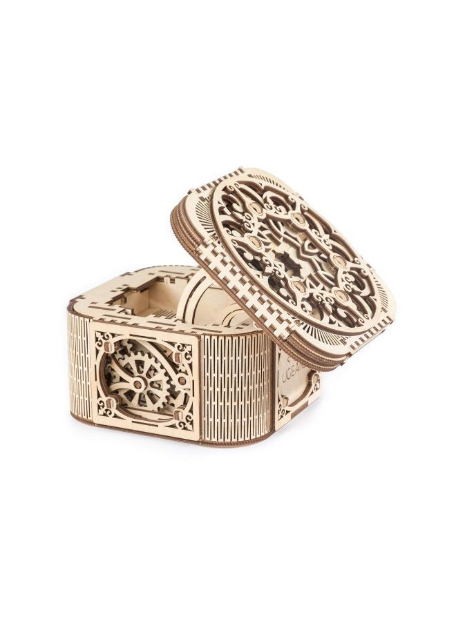 UGEARS Mechanical Models 3-D Wooden Puzzle - Treasure Box w/Key (Secret Hidden Puzzle) Idea Wood Puzzles for Adult - Image 4