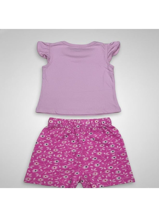 LOOFI Kids' two-piece set: print T-shirt with shorts pink - Image 4