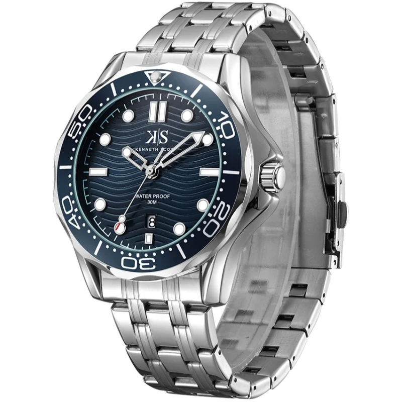 كينيث سكوت Men's Stainless Steel Analog Watch K22009-SBSN - 48 mm