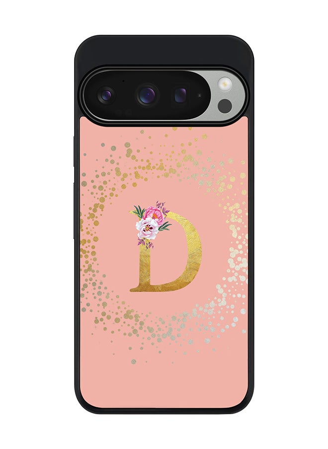 Stylizedd For Google Pixel 9 Pro Case,Slim fit Camera Protection, Shockproof Thin Phone cover - Custom Monogram Floral - D (Rose Pink )  - Image 1