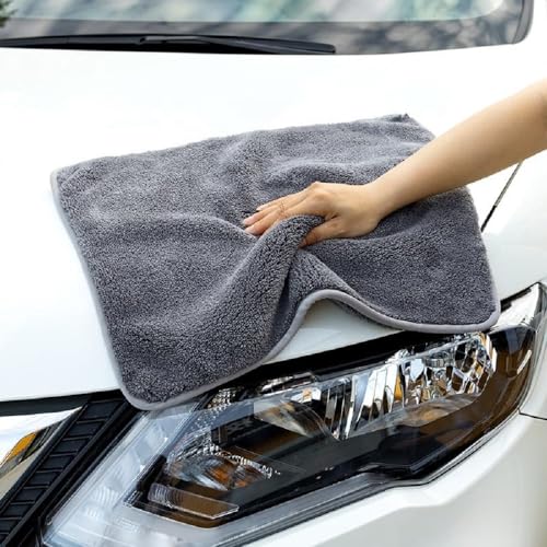 DETACHI Dual Sided Microfiber Cloth for Car/Bike (3pc - 40x40 cm, 900 GSM),Thick Lint & Streak-Free Multipurpose Cloths | Absorbent Extra Thick Plush Towel for Cleaning, Washing & Drying-Grey - Image 3