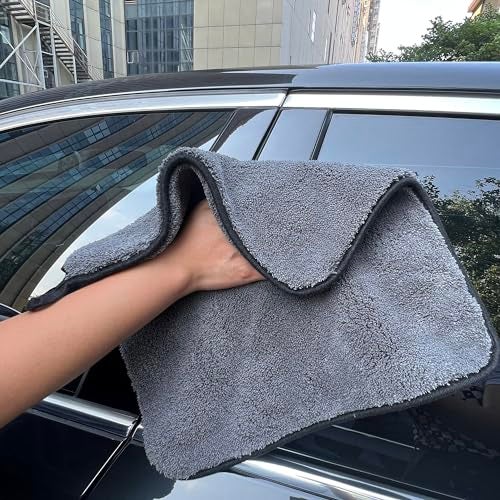 DETACHI Dual Sided Microfiber Cloth for Car/Bike (3pc - 40x40 cm, 900 GSM),Thick Lint & Streak-Free Multipurpose Cloths | Absorbent Extra Thick Plush Towel for Cleaning, Washing & Drying-Grey - Image 5