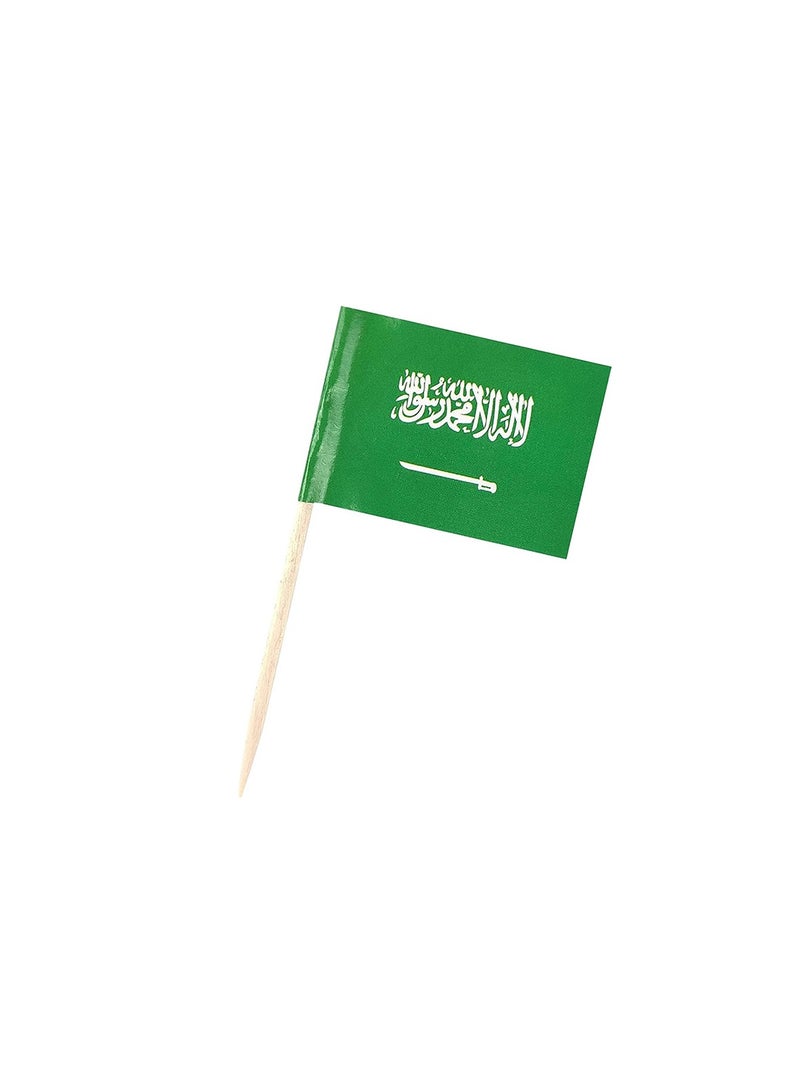 Saudi National Day Toothpick Cupcake Toppers – Perfect for Celebrations, Parties, and Events – Mini Stick Flags for Decorating Cupcakes, Cakes, and Desserts - Image 1