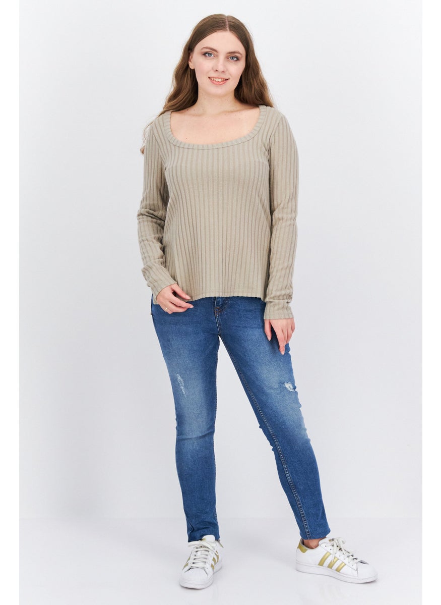 Women Scoop Neck Long Sleeve Ribbed Blouse, Dune - pzsku/ZE6D4D5166923AE19F159Z/45/_/1724351079/f3ff9a18-558d-4768-abb4-48e340c6db66