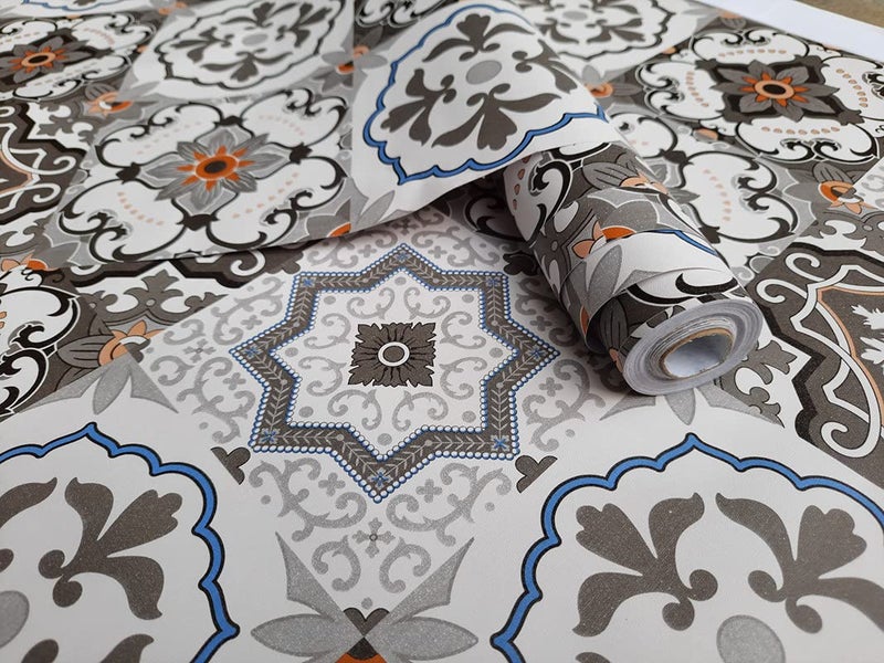HEUREKA Multi Mexican Tile Wallpaper - Self Adhesive, Peel and Stick Sticker (45 x 1000CM, Multi) - Image 1