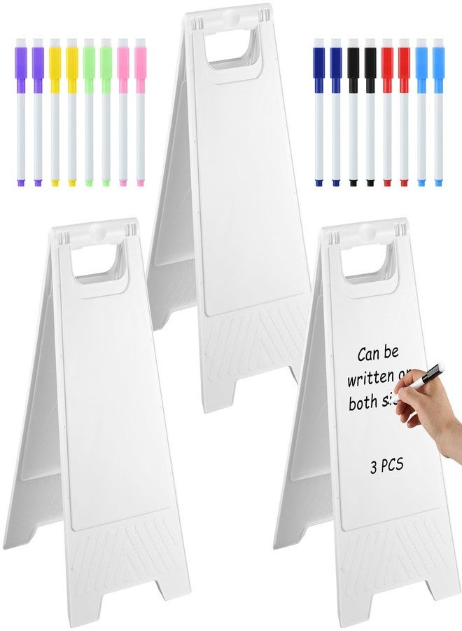 Wenceda A Frame Sign Chalkboards, Sandwich Chalkboard Signs with White Dry Erase Surface, Double Sided Heavy Duty Chalkboard, Portable Fold Sidewalk Sign Poster Board for Outdoor Restaurant Shop Menu (White) - Image 1