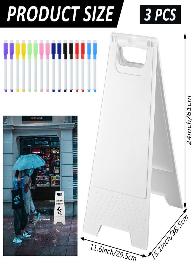 Wenceda A Frame Sign Chalkboards, Sandwich Chalkboard Signs with White Dry Erase Surface, Double Sided Heavy Duty Chalkboard, Portable Fold Sidewalk Sign Poster Board for Outdoor Restaurant Shop Menu (White) - Image 2