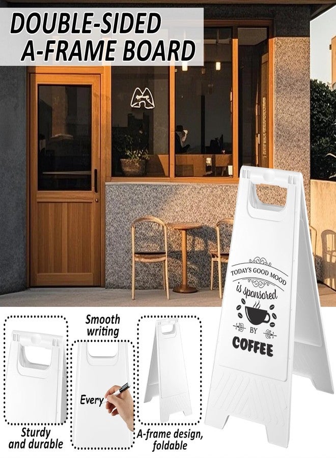 Wenceda A Frame Sign Chalkboards, Sandwich Chalkboard Signs with White Dry Erase Surface, Double Sided Heavy Duty Chalkboard, Portable Fold Sidewalk Sign Poster Board for Outdoor Restaurant Shop Menu (White) - Image 3