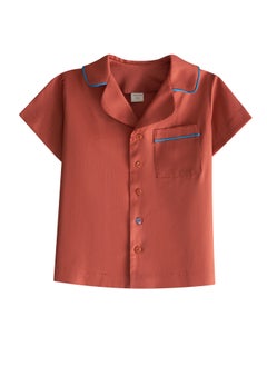 Mater&ME Mater&ME Summer Suit for Boys, Terracotta, 100% Cotton Poplin, Soft, Breathable, Lightweight, Cooling Fabric, Gentle on Skin, Timeless Design  - Image 1