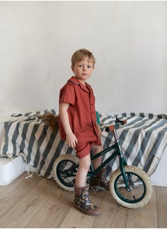 Mater&ME Mater&ME Summer Suit for Boys, Terracotta, 100% Cotton Poplin, Soft, Breathable, Lightweight, Cooling Fabric, Gentle on Skin, Timeless Design  - Image 4
