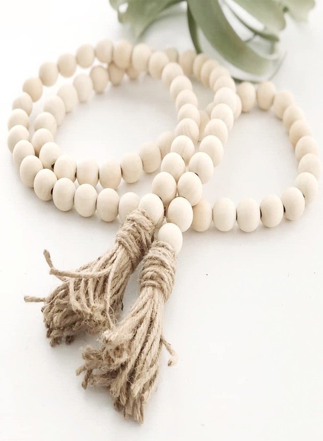 EasyBravo 58 Inch Wood Bead Garland with Tassels, Rustic Farmhouse Beads Wall Hanging Prayer Beads - Image 1