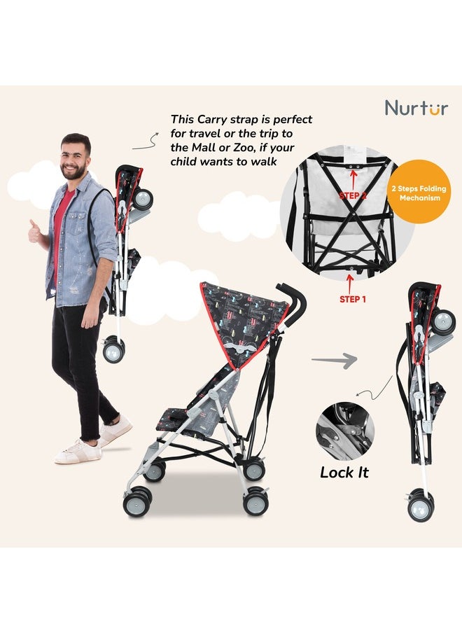 Nurtur عربة أطفال Rex Buggy متعددة الألوان عربة أطفال خفيفة الوزن مع حزام كتف قابل للطي مدمج للأطفال من عمر 6 إلى 36 شهرًا، منتج رسمي متعدد الألوان  - Image 5
