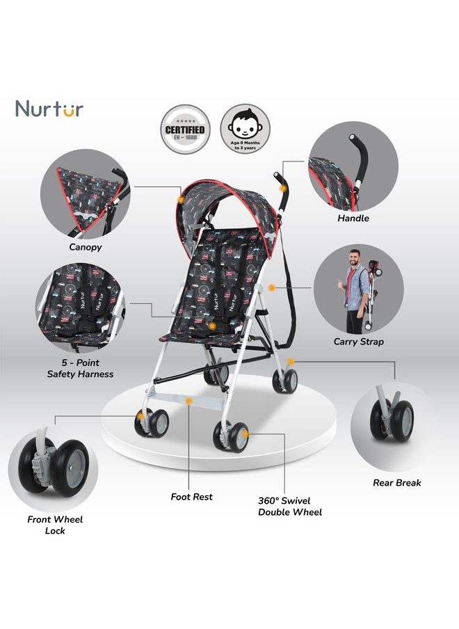 Nurtur عربة أطفال Rex Buggy متعددة الألوان عربة أطفال خفيفة الوزن مع حزام كتف قابل للطي مدمج للأطفال من عمر 6 إلى 36 شهرًا، منتج رسمي متعدد الألوان  - Image 2