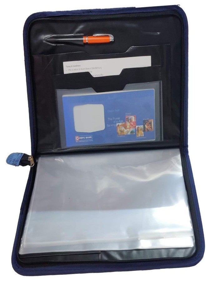 Pareek Fs Size (A4) Docoment and Certificates Holder Cum Chain File Bag 20 Inner Leafs Colour Blur - Image 3