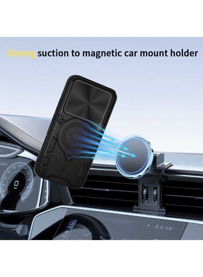 SanHu for Honor 400 LITE Case, Slide Camera Lens Cover, Magnetic Ring Holder Kickstand Protective Phone Case for Honor 400 LITE, Black - Image 3