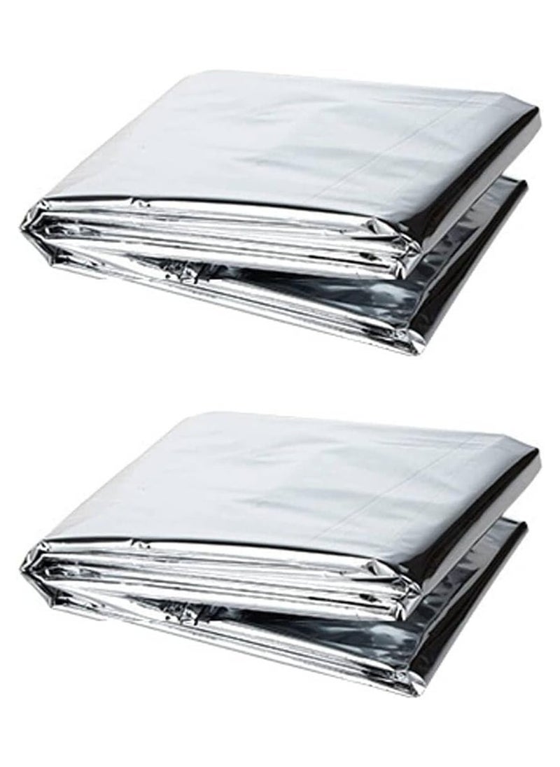 SOLDOUT 2 PCS Emergency Blanket Outdoor Survival First Aid Military Rescue Kit Windproof Waterproof Foil Thermal Blanket for Camping Hiking (130x210cm, Pack of 2)  - Image 2
