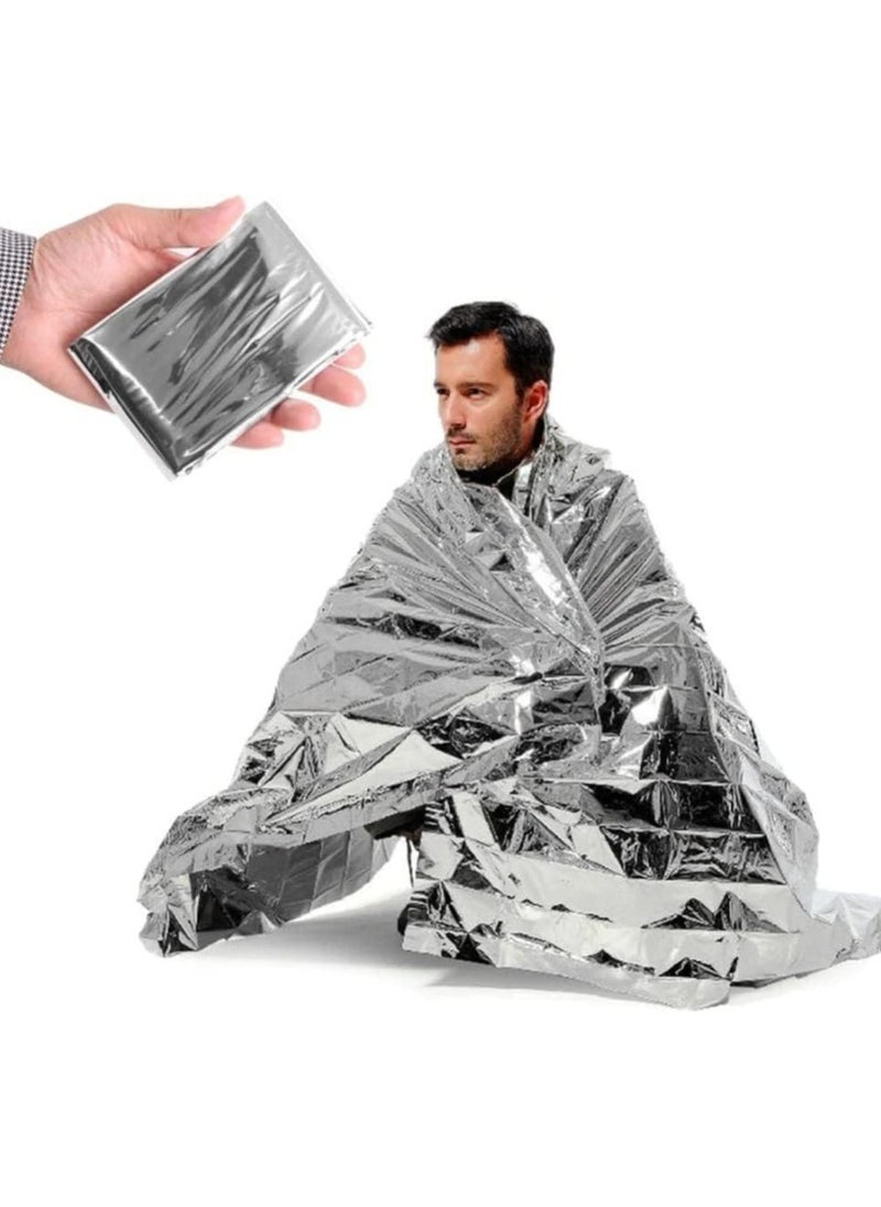SOLDOUT 2 PCS Emergency Blanket Outdoor Survival First Aid Military Rescue Kit Windproof Waterproof Foil Thermal Blanket for Camping Hiking (130x210cm, Pack of 2)  - Image 3