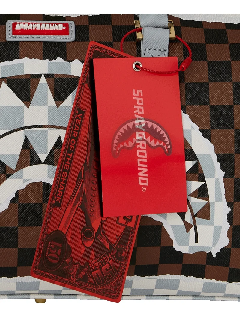 SPRAYGROUND  SG CREAM AND BROWN TEAR CHECK MINI DUFFLE  | Best Price UAE