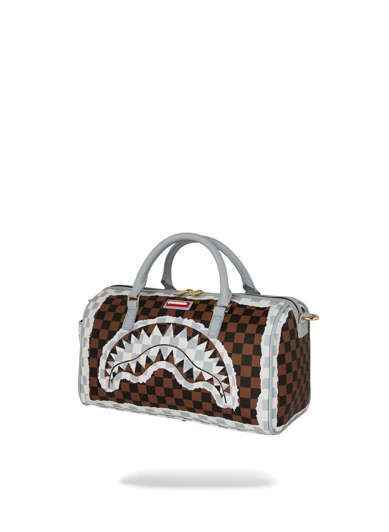 SPRAYGROUND  SG CREAM AND BROWN TEAR CHECK MINI DUFFLE  | Best Price UAE