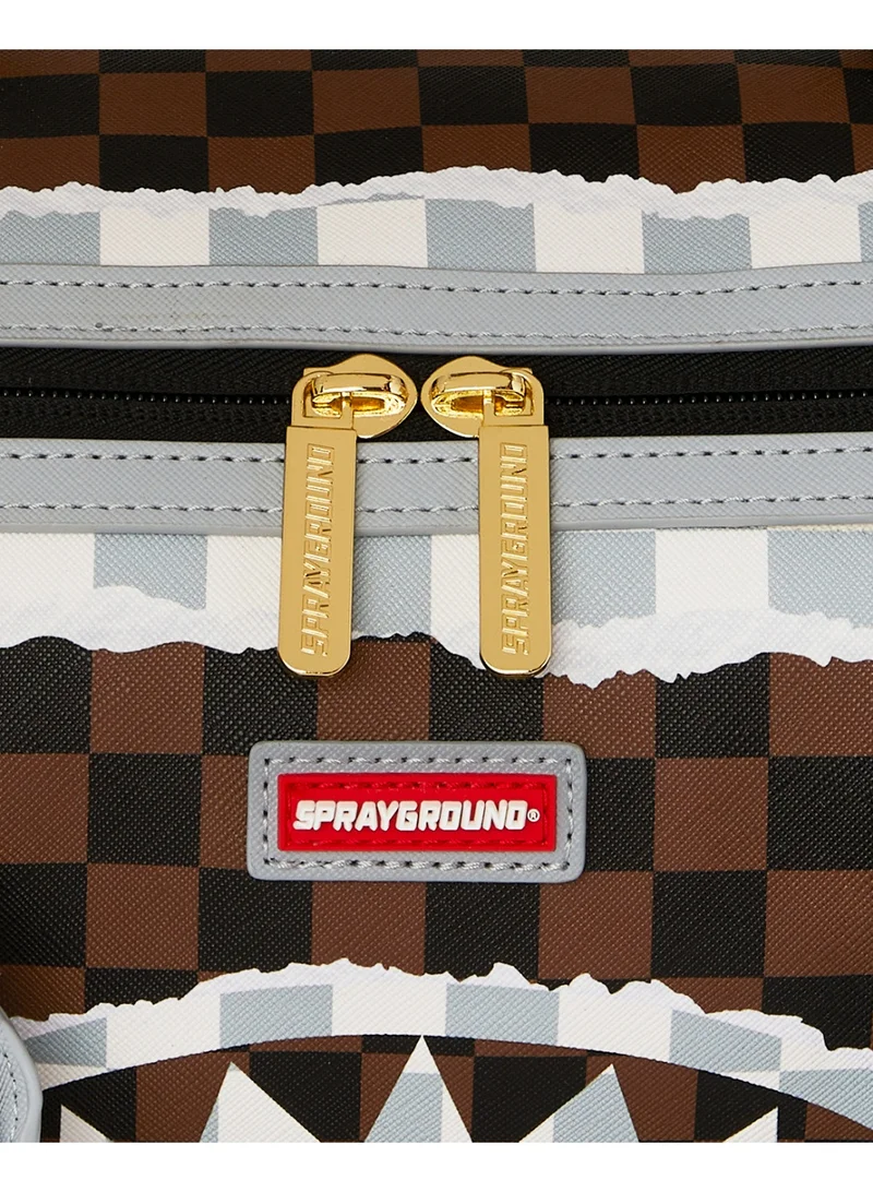 SPRAYGROUND  SG CREAM AND BROWN TEAR CHECK MINI DUFFLE  | Best Price UAE