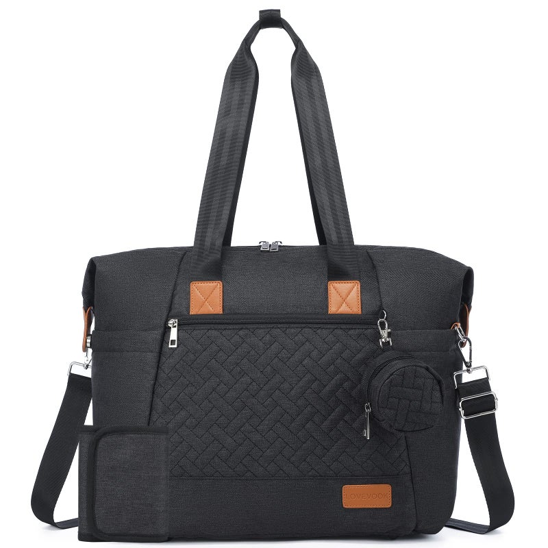 LOVEVOOK Diaper Bag Tote, Large Baby Bag, Travel Diaper Tote for Mom and Dad with Changing Pad and First Aid purse, Dark Gray - Image 1