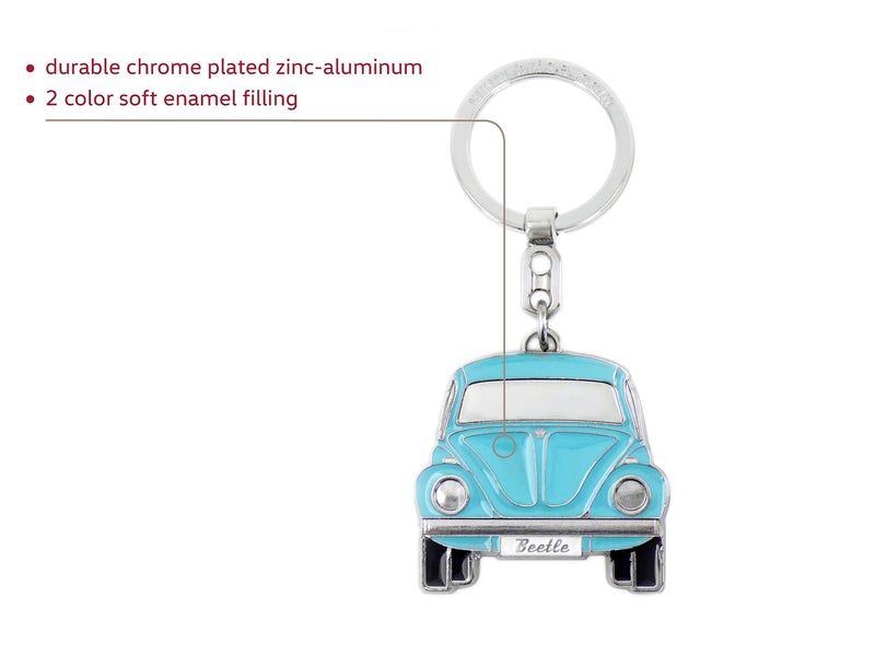 BRISA VW Collection - Volkswagen Enamel Metal Keyring Keychain Accessory Keyholder in Beetle Bug Design (Front/Blue) - Image 2