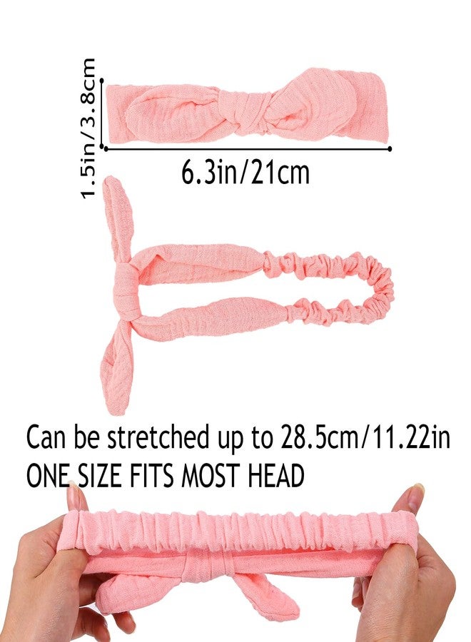 XIMA Baby Girl Headbands, Cotton Rabbit Ears Hairbands for Newbron Infants Toddlers, Removable Rabbit Ear Bows Baby Hair Accessories, Pastel colors Pack of 8 - Image 3