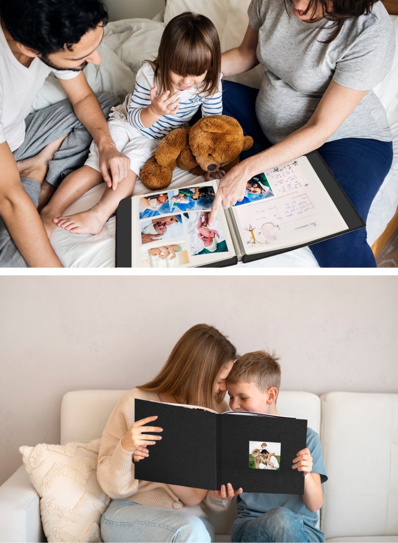 هومار كيت ألبوم صور كبير مع نافذة، ألبوم قصاصات ذاتي اللصق من الكتان، مناسب لذكرى الزفاف وأعياد الميلاد وعيد الحب، 28 سم × 27 سم، 40 صفحة فارغة، دفتر ذكريات مع قلم معدني أسود - Image 4