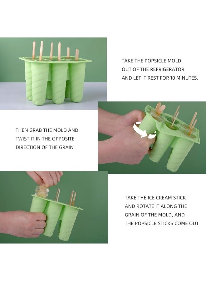 Food-grade, easy-release, reusable silicone ice cream/popsicle mold for children (green, spiral design) - Image 5